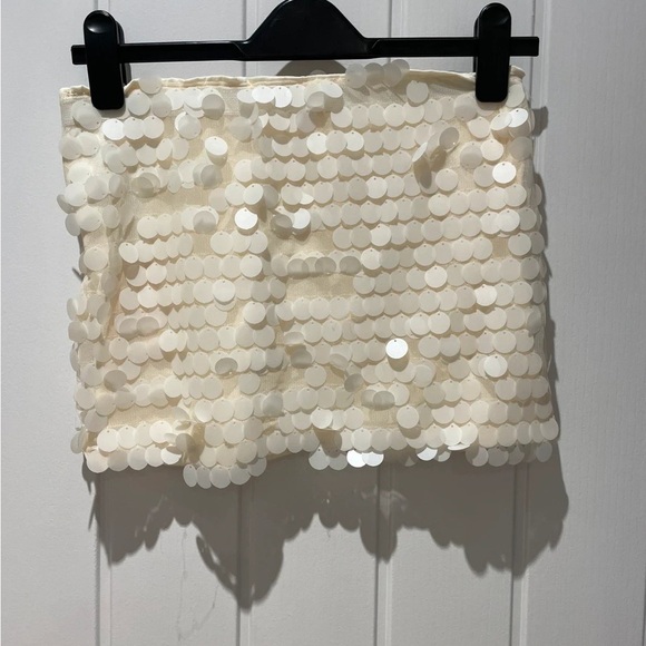 SHEIN Cream Sequin Mini Skirt - Picture 1 of 3